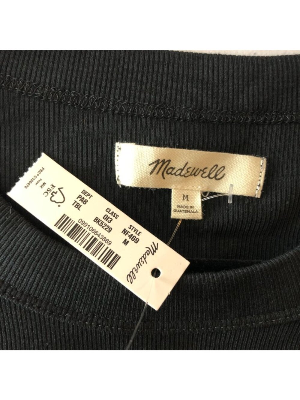 Madewell Supima Rib Crop Tank Top Stretch Black M - Picture 4 of 6